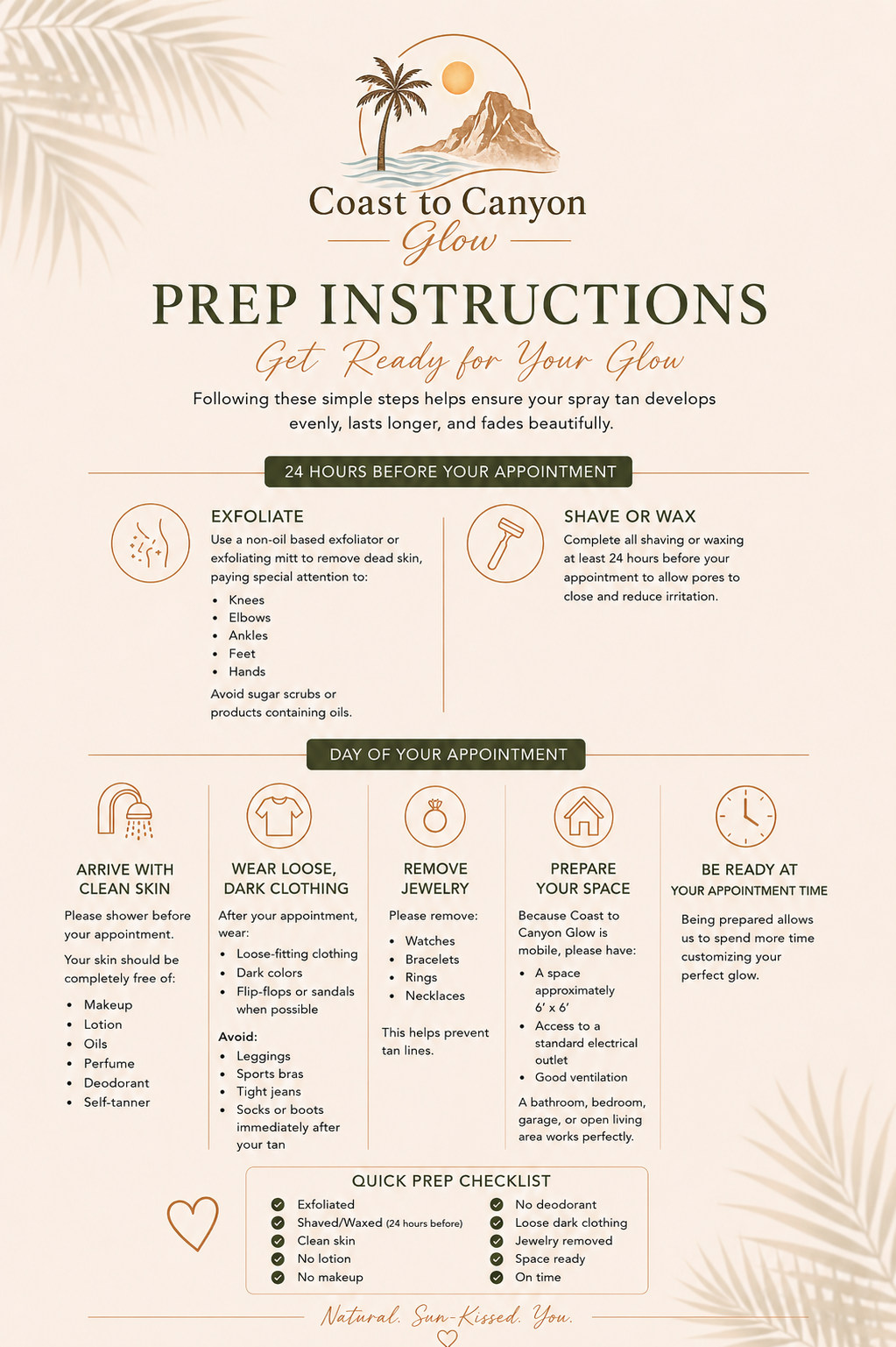 Prep Instructions — Get Ready for Your Glow